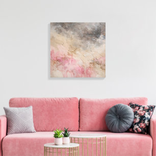 Wazige Kleurveld Abstract Schilderij - Roze Blush Canvas Afdruk