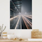 Wazige Nachtverlichting Treinstation Poster (Keuken)