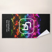 Wazige rookmonogram multikleuren badhanddoek (Badhanddoek)