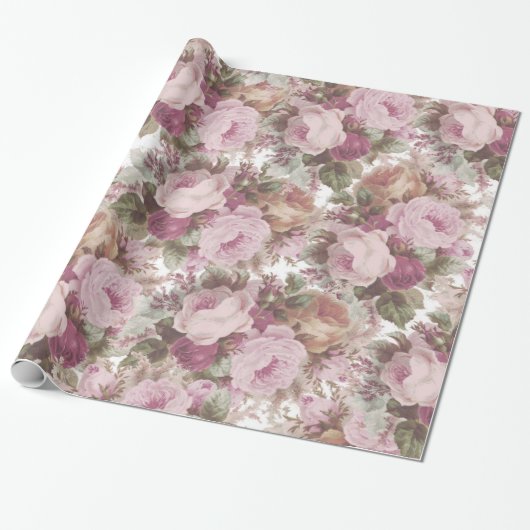 , wazige, roze bruine rozen schilderij. cadeaupapier (Uitgerold)