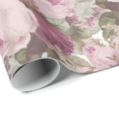 , wazige, roze bruine rozen schilderij. cadeaupapier (Rol Hoek)