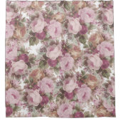 , wazige, roze bruine rozen schilderij. douchegordijn (Voorkant)