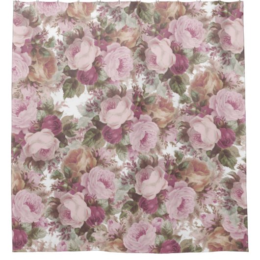 , wazige, roze bruine rozen schilderij. douchegordijn (Voorkant)