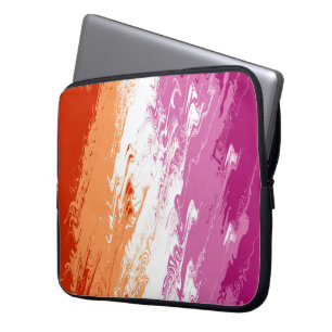 Wazige Trippy Groovy Abstract Lesbische Pride Vlag Laptop Sleeve