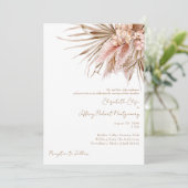 Wazige Waterverf Pampas Blush Bruiloft Kaart (Staand voorkant)