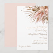 Wazige Waterverf Pampas Blush Bruiloft Kaart (Voorkant / Achterkant)