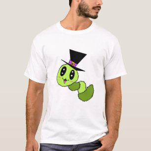 Wazige worm met hoed herenoverhemd t-shirt