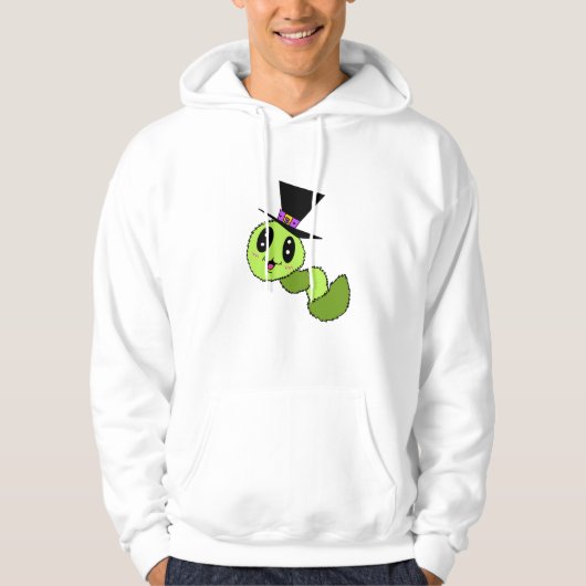 Wazige worm met hoed hoodie (Voorkant)