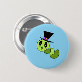 Wazige worm met hoedenknop ronde button 5,7 cm (Voorkant /achterkant)