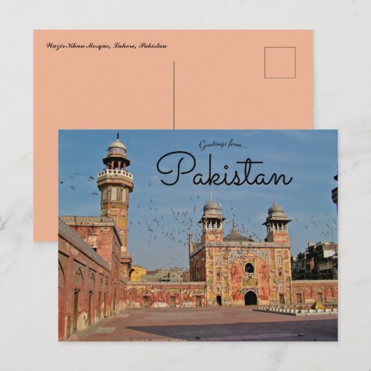 Wazir Khan Mosque Lahore Pakistan Briefkaart (Voorkant / Achterkant)