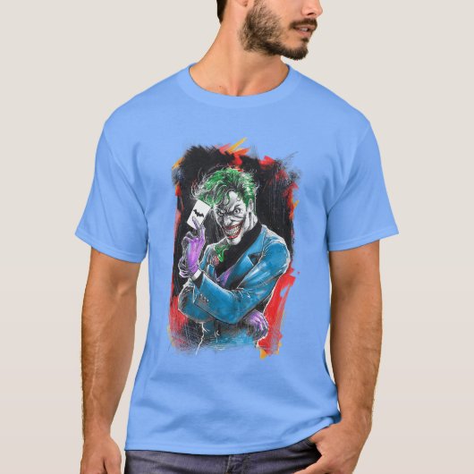 WB100 DC Comics Joker Prince of Crime Flaming Card T-shirt (Voorkant)