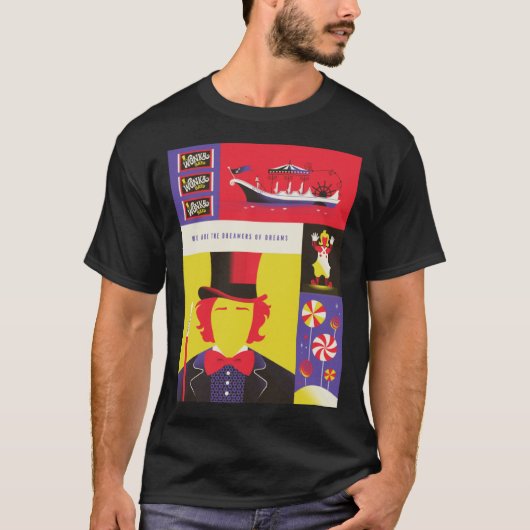 WB100 Willy Wonka en de schets van de chocoladefab T-shirt (Voorkant)