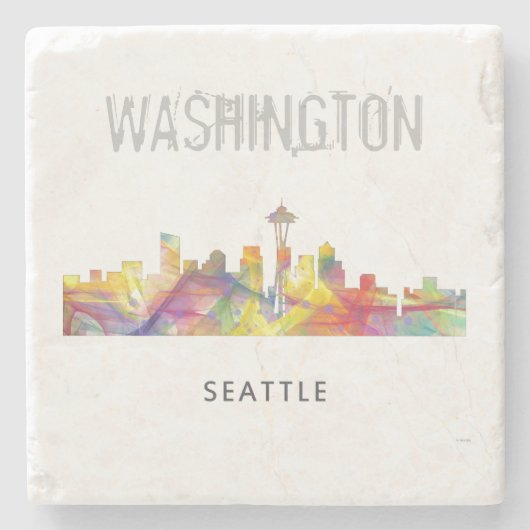 WB1 VAN SEITELIJK WASHINGTON SKYLINE - STENEN ONDERZETTER (Voorkant)