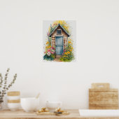 Wc-huisje Aquarel 1 Poster (Keuken)