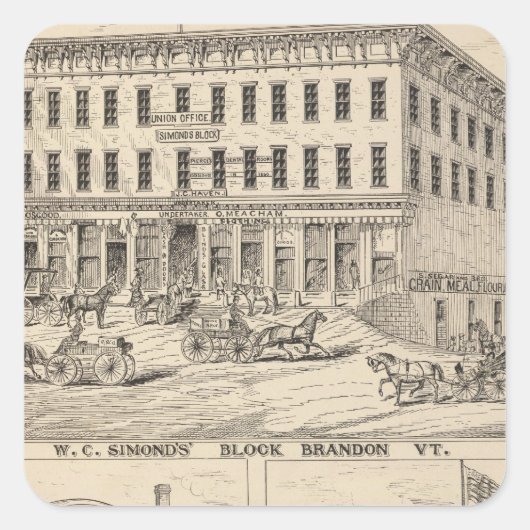 WC Simons' Block in Brandon Vierkante Sticker (Voorkant)