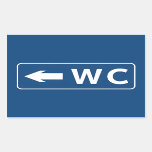WC Toilet Restroom Sign Rechthoekige Sticker
