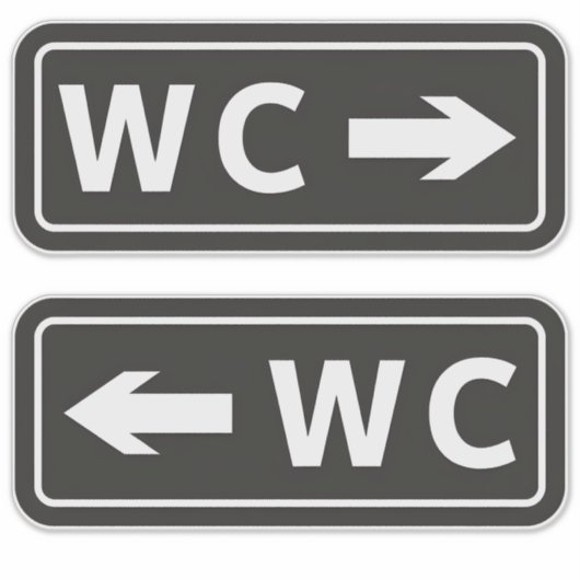 WC Toilet Restroom Sign Sticker (Voorkant)