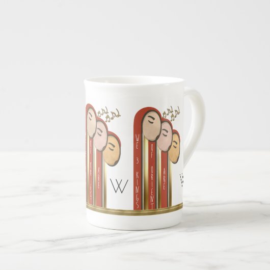 We 3 Kings - Art Deco-kerstmonogrammen Porselein Kop (Voorkant rechts)