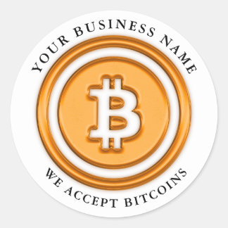 We accepteren Bitmunt Symbool Logo Business Name O Ronde Sticker