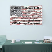 We accepteren iedereen, anti-haat protestbord spandoek (Beurs)