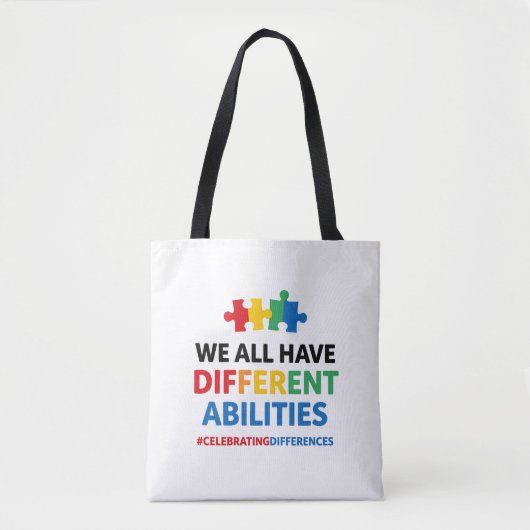 We All Have Different Abilities Awareness Art Tote Bag (Voorkant)