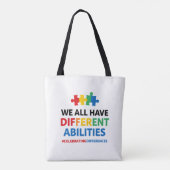 We All Have Different Abilities Awareness Art Tote Bag (Achterkant)