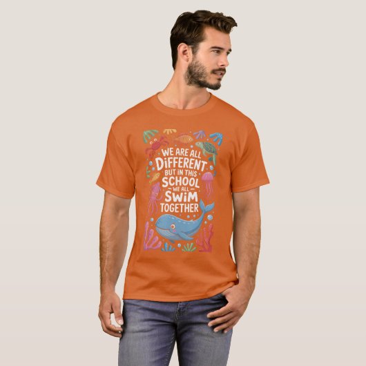 We Are All Different But Inhis School We All Swimo T-shirt (Voorkant volledig)