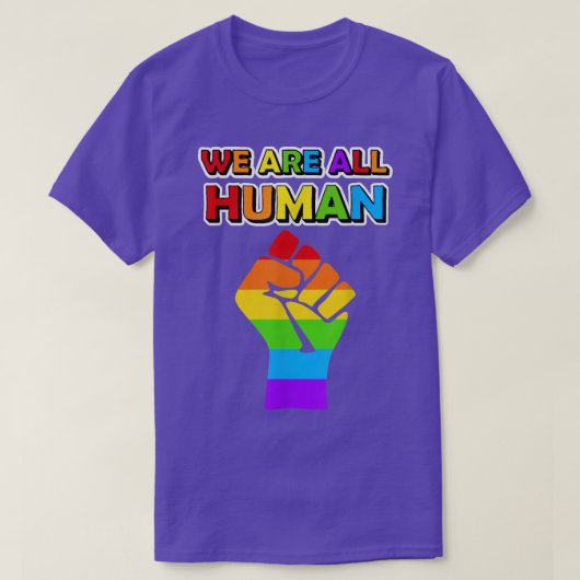 We Are All Human Pride Ally Rainbow LGBT Flag Gay T-shirt (Design voorkant)