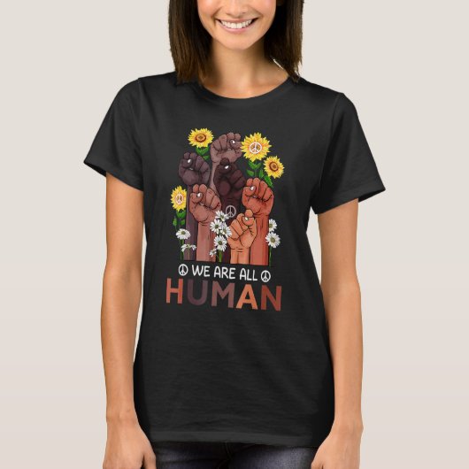 We Are All Human Pride Sunflower Peace African Rai T-shirt (Voorkant)