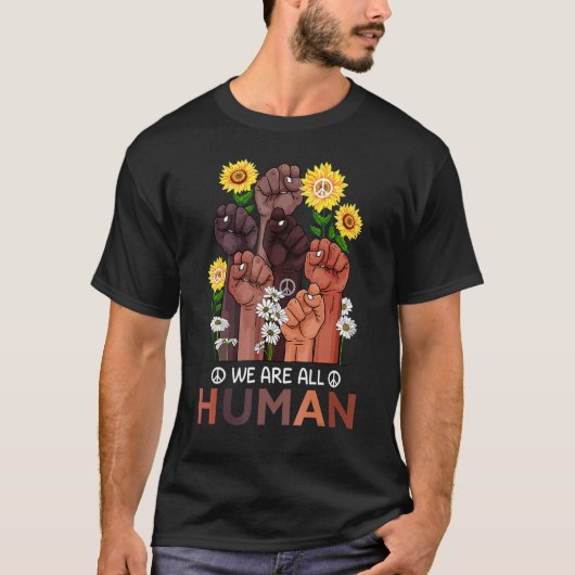 We Are All Human Pride Sunflower Peace African Rai T-shirt (Voorkant)