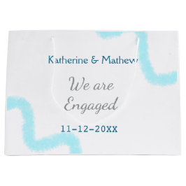 We are engaged blue gray watercolor spiral stylish groot cadeauzakje