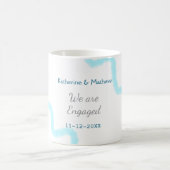 We are engaged blue gray watercolor spiral stylish koffiemok (Center)