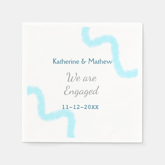 We are engaged blue gray watercolor spiral stylish servet (Voorkant)