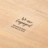 We are Engaged couple name date calligraphystylish Acryl Uitnodigingen (Laagn)