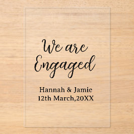 We are Engaged couple name date calligraphystylish Acryl Uitnodigingen