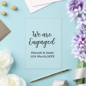 We are Engaged couple name date calligraphystylish Acryl Uitnodigingen (Insitu (Huwelijk))