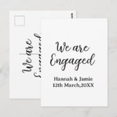 We are Engaged couple name date calligraphystylish Briefkaart (Voorkant / Achterkant)