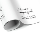 We are Engaged couple name date calligraphystylish Cadeaupapier (Rol Hoek)