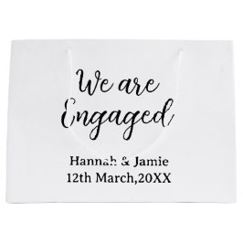 We are Engaged couple name date calligraphystylish Groot Cadeauzakje