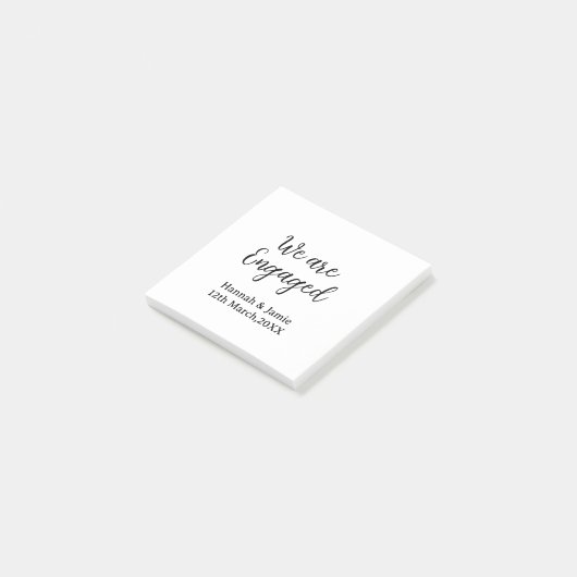 We are Engaged couple name date calligraphystylish Post-it® Notes (Schuin)