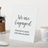 We are Engaged couple name date calligraphystylish Reclamebord Met Voetstuk (Insitu)