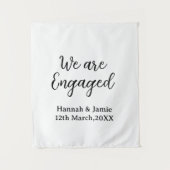 We are Engaged couple name date calligraphystylish Wandkleed (Voorkant)