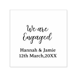 We are Engaged couple name date calligraphystylish Zelfinktende Stempel