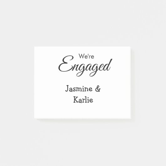 We are engaged couple name romantic stylish simple post-it® notes (Voorkant)