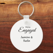 We are engaged couple name romantic stylish simple sleutelhanger (Voorkant)