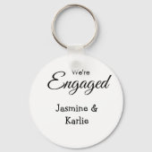 We are engaged couple name romantic stylish simple sleutelhanger (Achterkant)