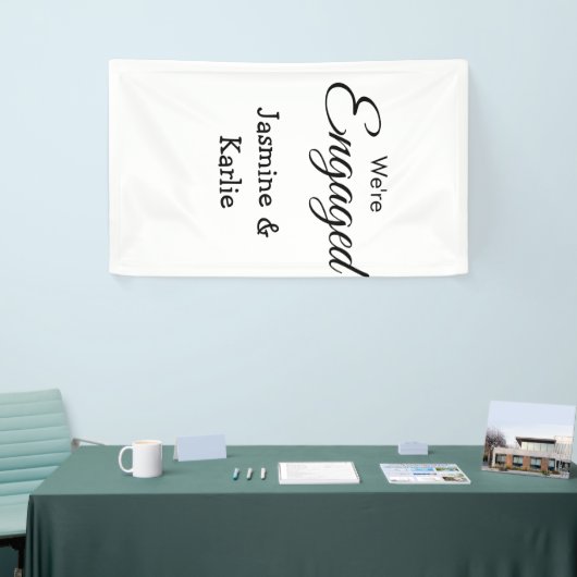 We are engaged couple name romantic stylish simple spandoek (Beurs)