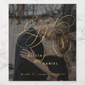 We are engaged gold script photo engagement party wijn etiket (Enkel label)