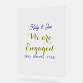 We are Engaged purple gold name date elegant simpl Acryl Bord (Hoek)