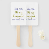 We are Engaged purple gold name date elegant simpl Handwaaier (Voorkant en achterkant)